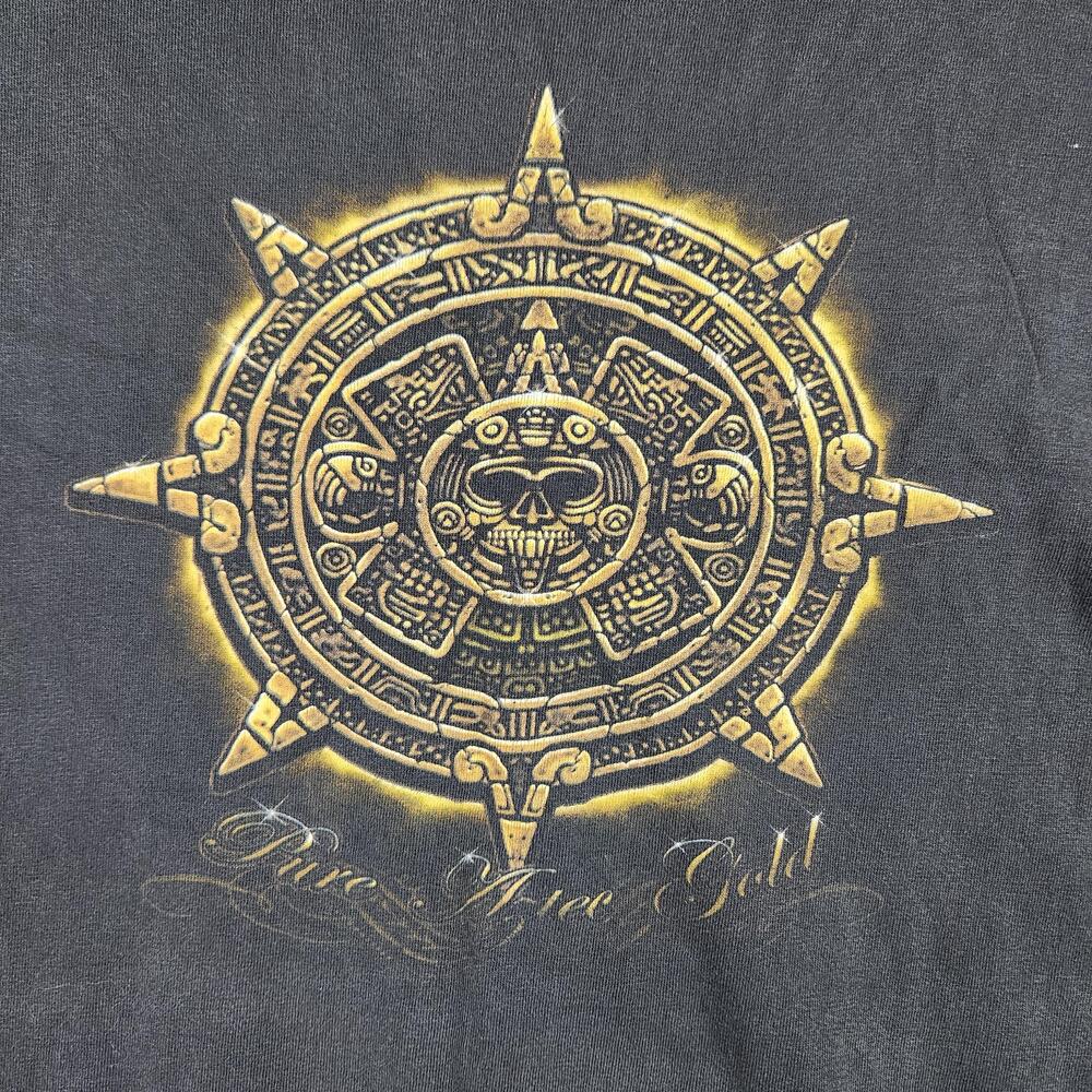 Vintage Gold Pure Aztec Gold Shirt Mens XL Black Skull Coin Pirate Graphic Tee
